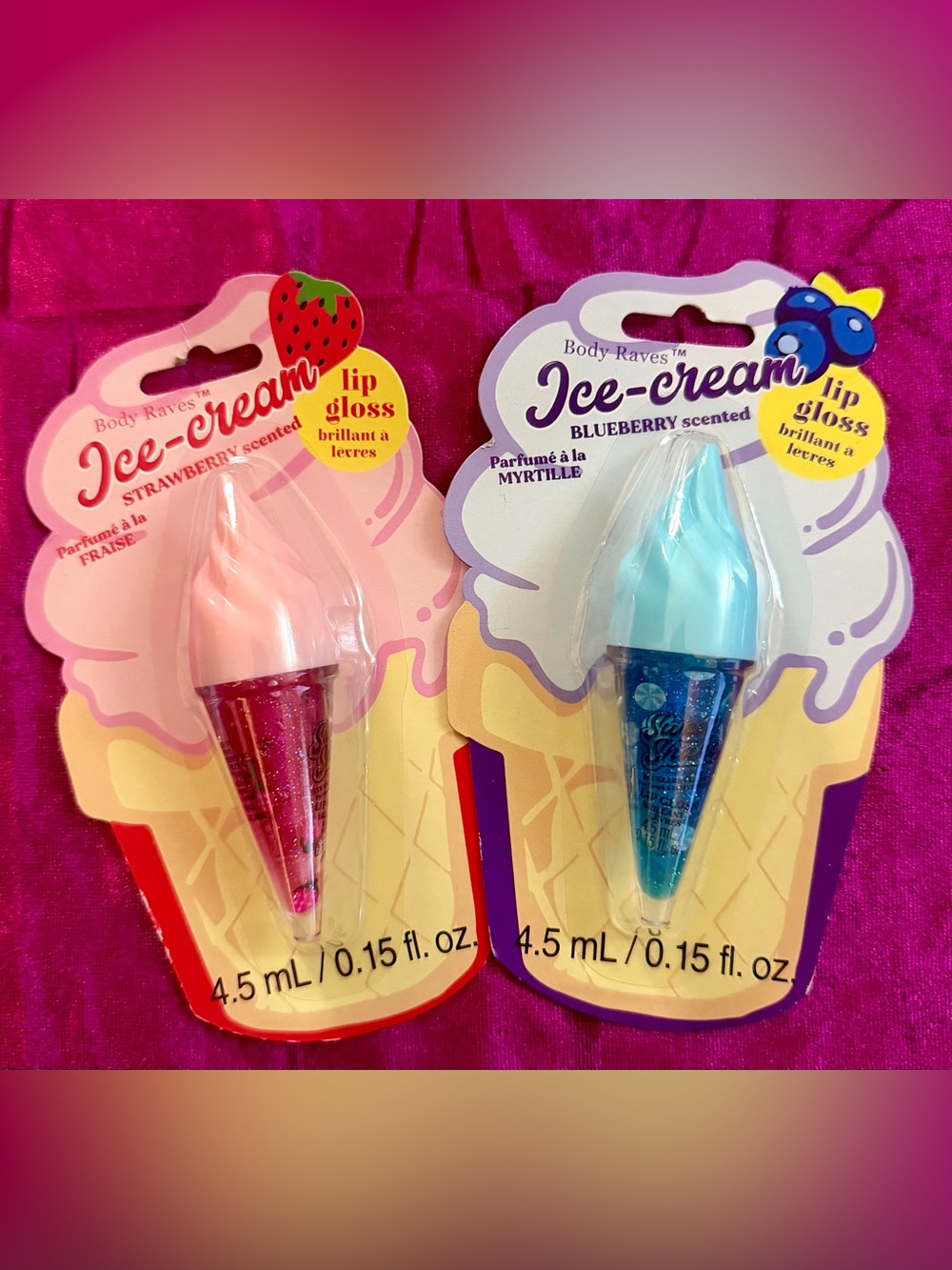 Ice-Cream Blueberry 🫐 and Strawberry 🍓 Scented Lip Gloss